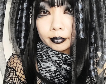 Barcodes Cyberpunk Rave Bandana Scarf (Silver version)