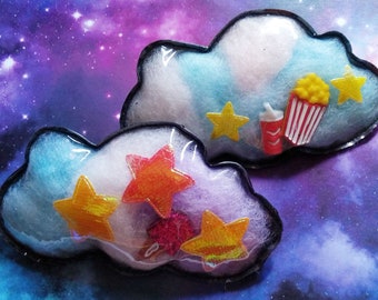 Cotton Candy/Clouds Kawaii Plush Brooches - Lolita, Pastel Goth