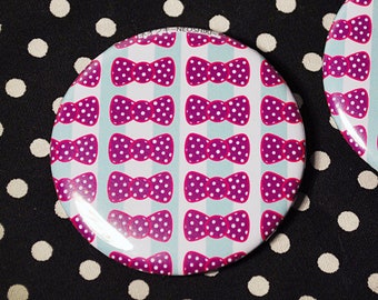 Purple Polka dots Bows pattern 2.25" Pinback button - Kawaii, Harajuku, Lolita
