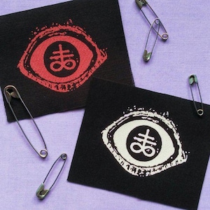 Patches de tecido costurados à mão satânicos góticos LaVeyan Eye