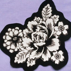 Japanese Chrysanthemum Skull Screen print Sew-on Patches