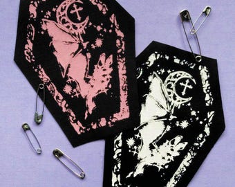 Vleermuis & Maan Kanten Doodskist Kawaii Halloween Opnaaipatches