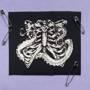 Ribcage with Tentacles Steampunk Halloween Sew-on Patches