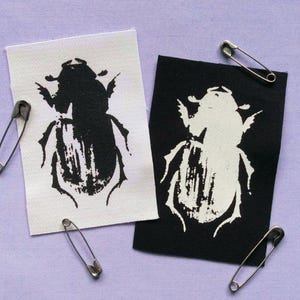 Beetles Punk Horror Halloween Sew-on Patches (Black & white version)