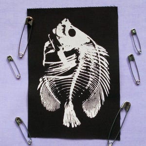 Skeleton Fish Horror Halloween Sew-on Patches