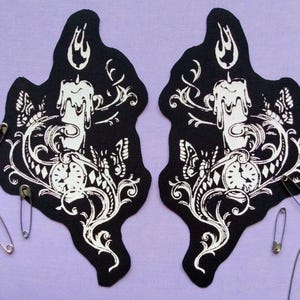Moth & Candle Goth Halloween Sew-on Patches