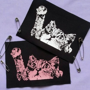Playful Cat Kawaii Punk Handmade Sew-on Fabric Patches