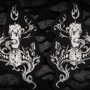 NEW! Moth & Candle Victorian Goth Handmade Sew-on Fabric Patches