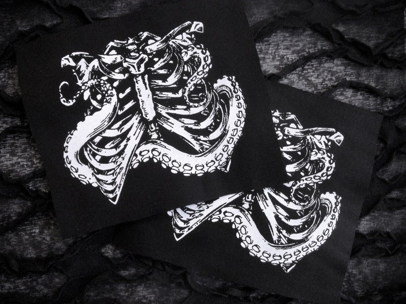 Download Ribcage with Tentacles Screen print Sew-on Patch Steampunk ...