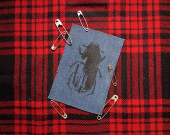LIMITED! Beetles Punk Horror Halloween Sew-on Patches (Blue denim version)