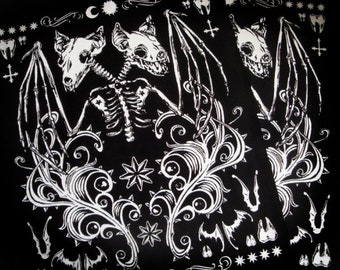 Siamese Bats Skeleton Punk Goth Sew-on Back Patch