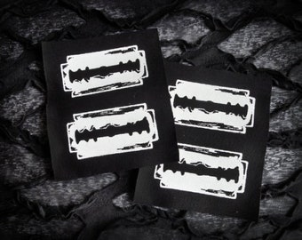 Razor Blades Goth Punk Handmade Sew-on Fabric Patches Set