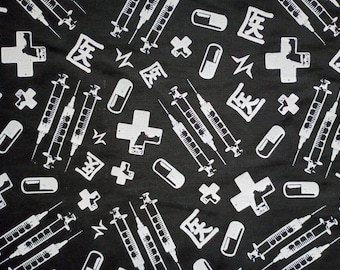 NEW! Original Medical Syringes Screen printed Kawaii Punk Fabric