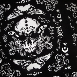 Skull with Moth Wings & Crow Skulls Punk Goth Handmade Sew-on Fabric Back Patches