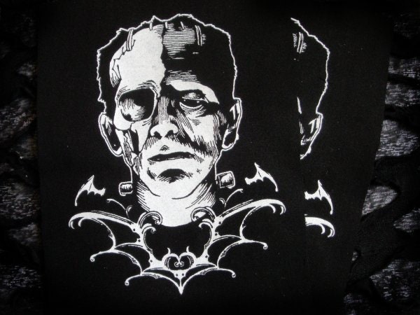 Zombie Frankenstein & Bat Wings Punk Horror Handmade Sew-on Fabric Patches
