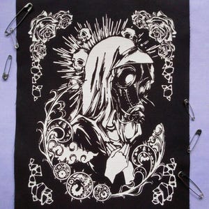 Jungfrau Maria mit Gasmaske Cyber Punk Rückenpatches