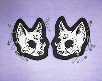 NEW! Cat Skull Heads Horror Halloween Sew-on Patches