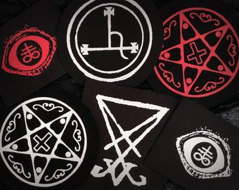 Satanic Symbols Handmade Sew-on Fabric Patch Collection Sets