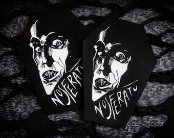 Nosferatu Coffin Goth Horror Handmade Sew-on Fabric Patches