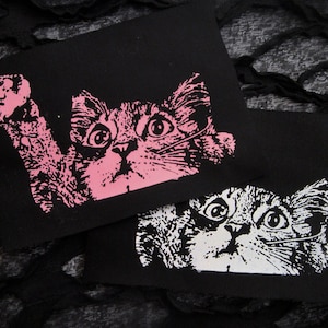 Verspielte Katze Kawaii Punk handgemachte Sew-on Fabric Patches