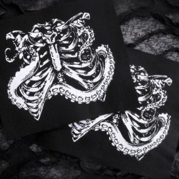 Ribcage with Tentacles Steampunk Goth Sew-on Patch