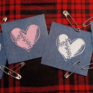 LIMITIERT! Frankenstein style Spielkarten Herz Symbole Halloween Horror Sew-on Patches (Blue Denim Version)