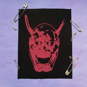 Japanese Hannya Mask Asian Goth Handmade Sew-on Fabric Patches
