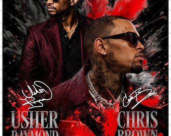 Usher Chris Brown Raymond Tour PNG, Retro Concert Graphic (Digital Download)