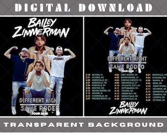Bailey Zimmerman Tour 2026 PNG, Concert T-Shirt Design (Digital Download)