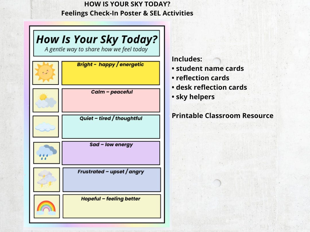 SEL Feelings Check-in Poster| Social Emotional Learning Activity ...