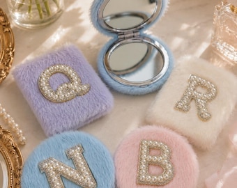 Personalized Compact Mirror, Custom Initial Mirror, Coquette Makeup Mirror, Bridesmaid Gift for Women