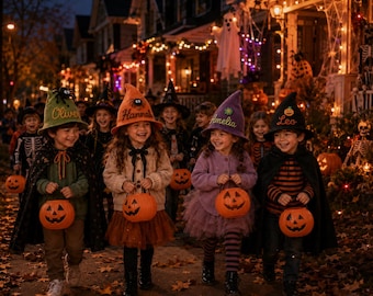 Personalized Halloween Witch Hat, Custom Name Witch Hat, Embroidered Pumpkin Hat, Kids Halloween Costume