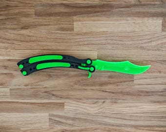 GLOW Balisong-mes 3D-geprint – PLA-oefenmes met vlinder, veilig speelgoed