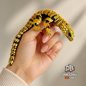 Articulated Armadillo Lizard | Flexible 3D Printed Desk Pet, Reptile Gift