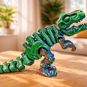 Gearticuleerd T-Rex dinosaurusskelet in 3 kleuren – Flexibel 3D-geprint dinosaurusskelet