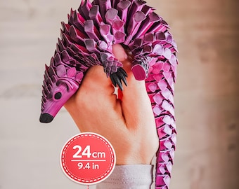 Juguete de pangolín articulado de 2 colores impreso, 24 cm – Juguete antiestrés flexible para escritorio, escamas realistas