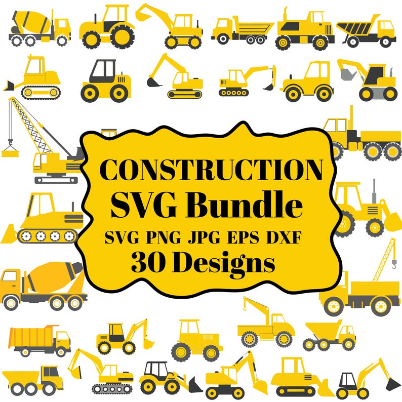 Construction Vehicles SVG Bundle, Construction Svg, Construction Trucks ...