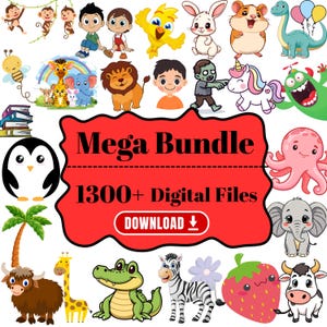 Más de 1300 archivos SVG mega, diseños DTF, archivos Cricut, acceso de por vida, descarga instantánea, para vendedores de Etsy, SVG festivo, paquete SVG de dibujos animados