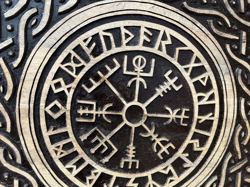 Runic Helm Handmade Viking Shield: Runic Helm of Awe, Celtic Knot Wood Wall Art ...