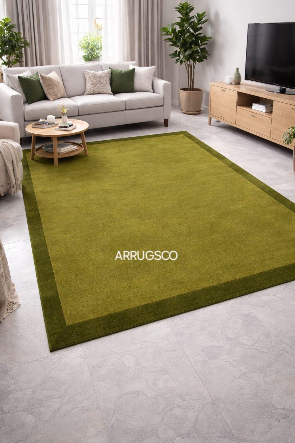 Modern Olive Green Large Area Rug for Living Room – Soft Plush Carpet ...