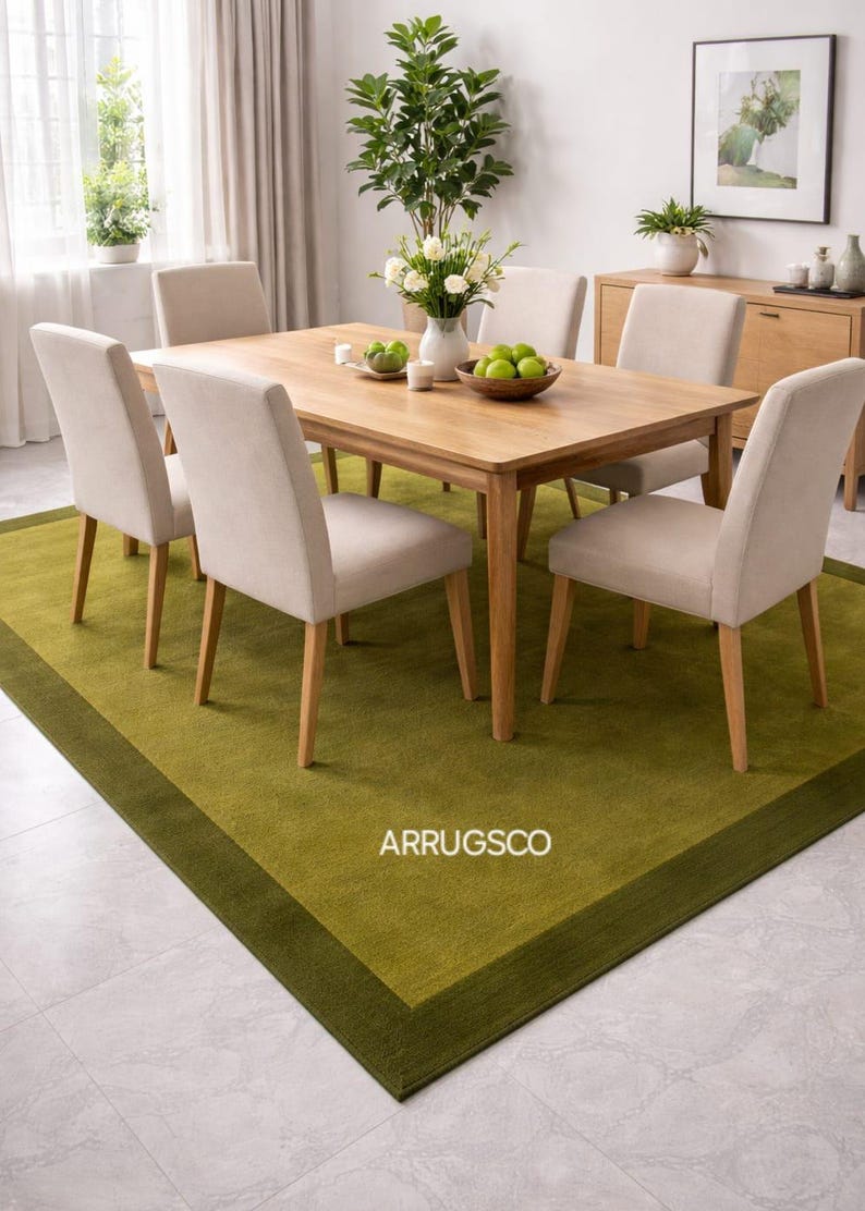 Modern Olive Green Large Area Rug for Living Room – Soft Plush Carpet ...