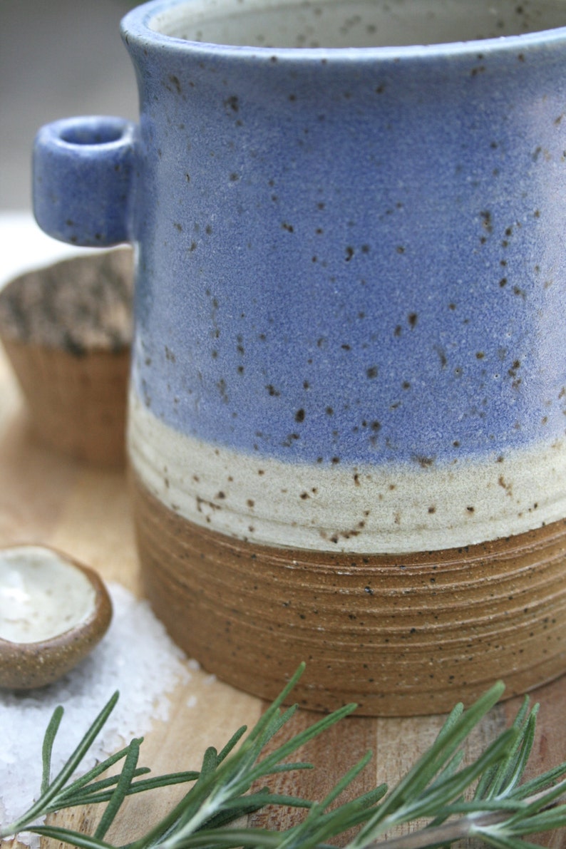Salt jar with spoon spice jar kitchen canister stoneware Etsy