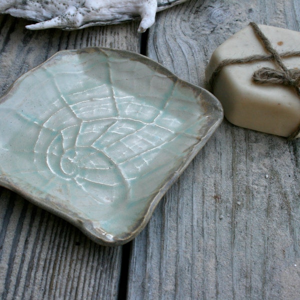 nautilus shell soap dish, guest soap dish, shell plate, bathroom, home decor, beach house, shell pottery