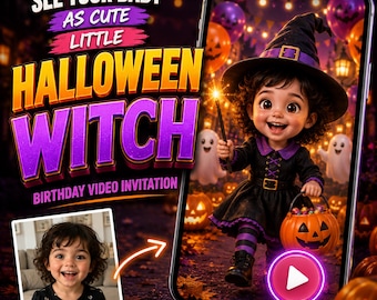 Spooky Ghost Video Invitation, Halloween Birthday Party, Custom Child Face MP4 Invite