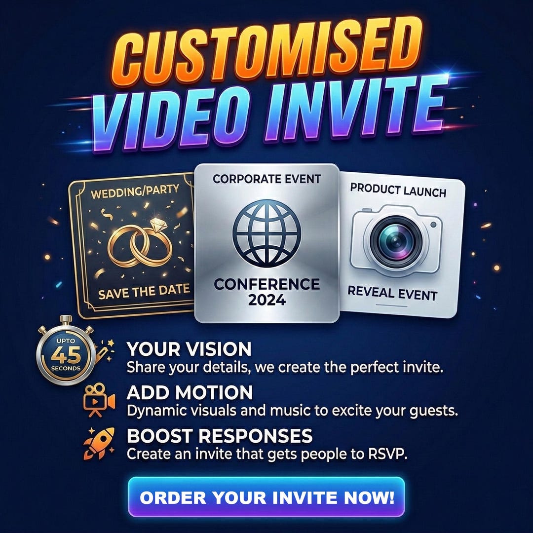 Event Custom Video Invitation Personalized Video Invite for Weddings ...