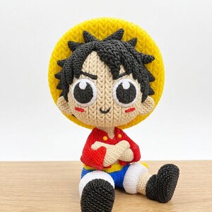 Monkey D. Luffy figure in 3D printed style made of PLA, 18 cm, One Piece, perfect decoration for collectors and otaku gift image 3