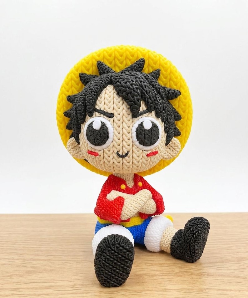 Monkey D. Luffy figure in 3D printed style made of PLA, 18 cm, One Piece, perfect decoration for collectors and otaku gift image 3
