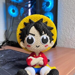 Monkey D. Luffy figure in 3D printed style made of PLA, 18 cm, One Piece, perfect decoration for collectors and otaku gift image 2