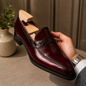 Red Wine Loafers Men - Etsy display picture 2