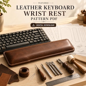 Patrón Soporte para Portátil de Cuero PDF | Base para Laptop DIY | Plantilla Leathercraft | Descarga Digital